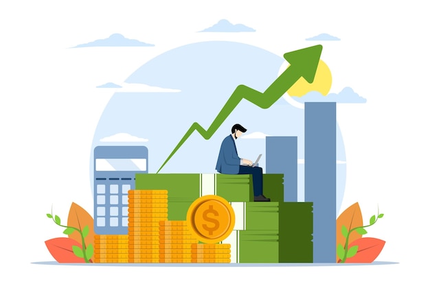 illustration vectorielle sur le concept de croissance des entreprises et d'investissement dans la finance