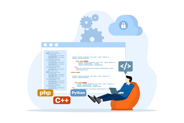 illustration vectorielle sur le concept de développement Web ou de langage de programmation