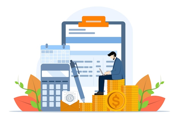 Illustration vectorielle Concept du système de paie ou de calcul du revenu des employés