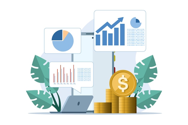illustration vectorielle sur le concept financier ou la stratégie de vente ou le revenu de croissance