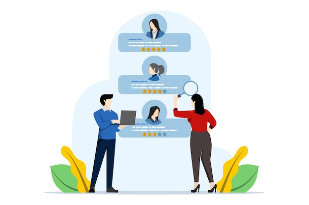 illustration vectorielle sur le concept de gens d'affaires à la recherche de ressources humaines