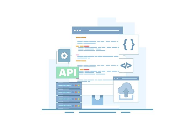 illustration vectorielle sur le concept d'interface de programmation d'application ou l'API