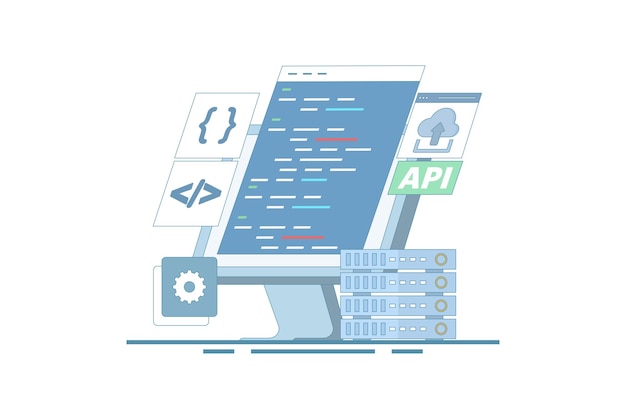 illustration vectorielle sur le concept d'interface de programmation d'application ou l'API