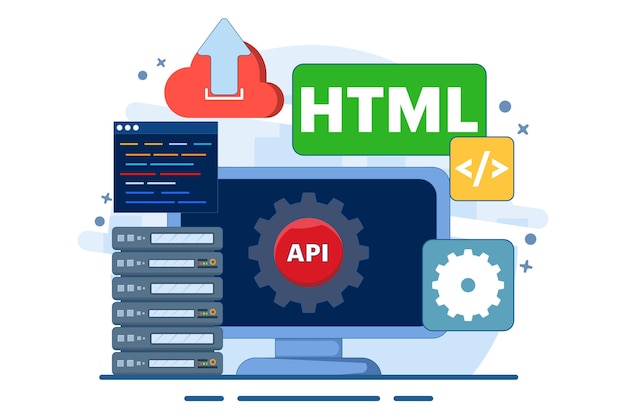 illustration vectorielle sur le concept d'interface de programmation d'application ou l'API