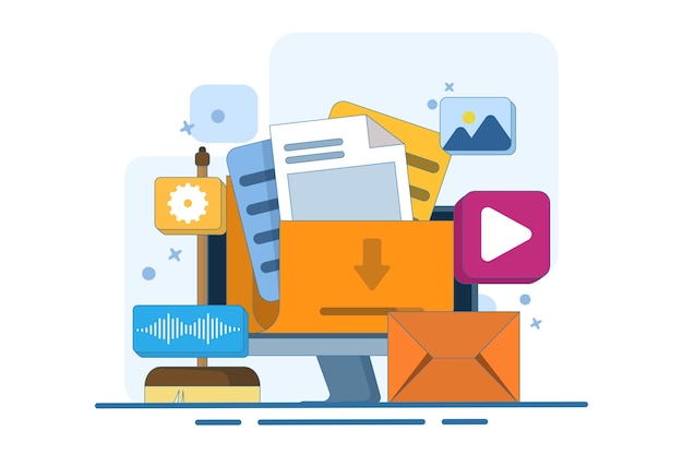 illustration vectorielle sur le concept de nettoyage des données ou effacement de la mémoire cache ou nettoyage de la mémoire numérique