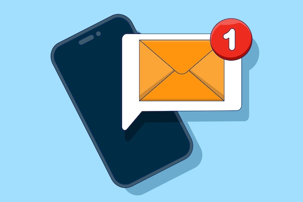 illustration vectorielle sur le concept de notification d'e-mail non lu ou nouveau message sur l'écran du smartphone