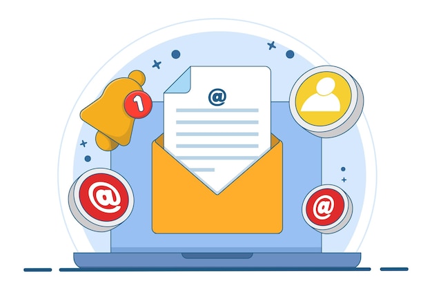 Illustration vectorielle Concept d'une nouvelle notification par courrier électronique sur l'écran de l'appareil ou d'un rappel de message non lu