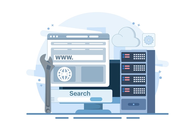 illustration vectorielle sur le concept de réparation et d'entretien du site Web ou le développement du site Web