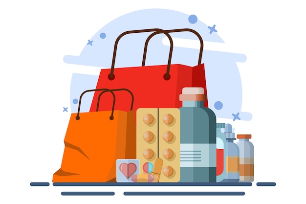illustration vectorielle sur le concept de site Web de pharmacie en ligne ou achetez des médicaments et des médicaments en ligne