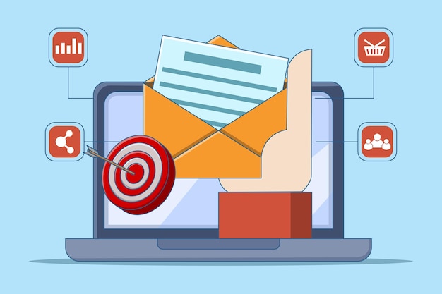 illustration vectorielle sur le concept de stratégie de marketing numérique ou SEO ou les médias sociaux
