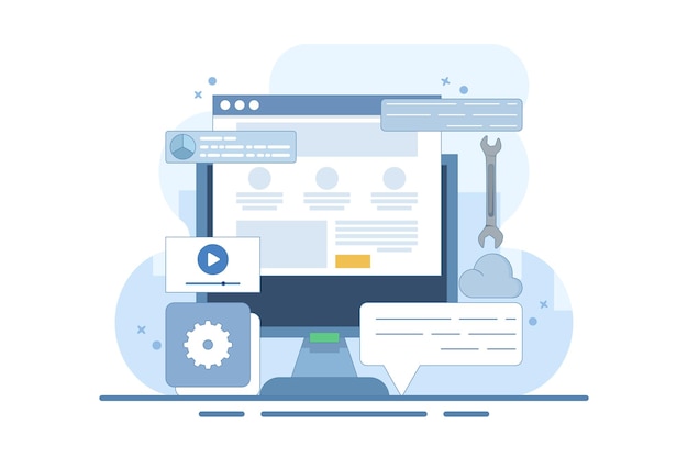 illustration vectorielle sur le concept de système de gestion de contenu ou de site Web CMS ou développement de CMS