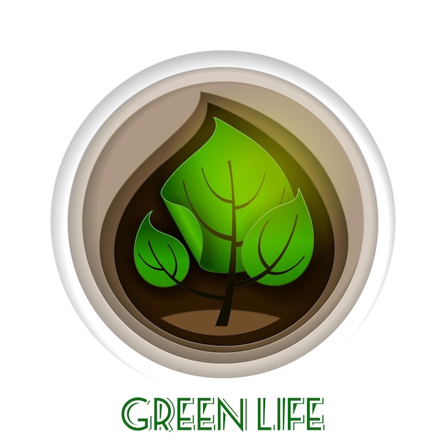Vecteur illustration vectorielle de concept de vie verte dans un style d'art papier