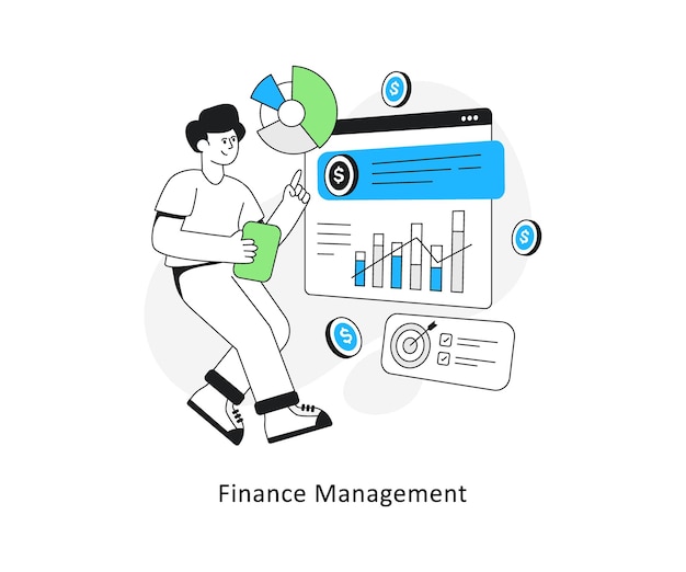 Vecteur illustration vectorielle de la conception du style plat de la gestion des finances