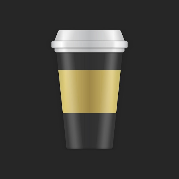 Vecteur illustration vectorielle de conception d'entreprise d'or noir tasse de papier café premium réaliste