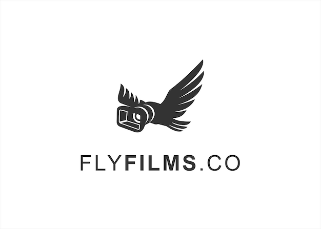 illustration vectorielle de conception de logo de caméra aigle volant