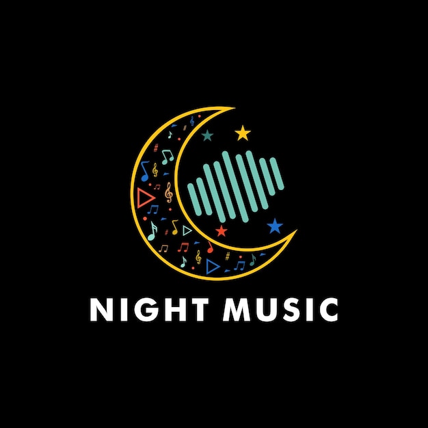 Vecteur illustration vectorielle de conception de logo de musique de nuit colorée