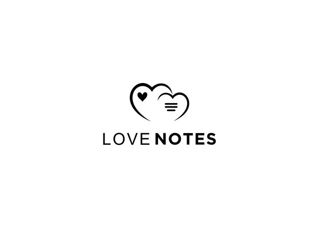 illustration vectorielle de conception de logo de notes d'amour