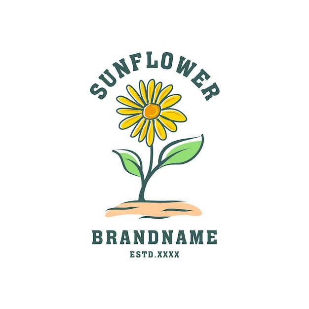 Illustration Vectorielle De Conception De Logo De Tournesol Vintage