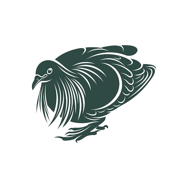 Illustration vectorielle de conception de pigeon de Nicobar Modèle de conception d'oiseau de silhouette de pigeon de Nicobar