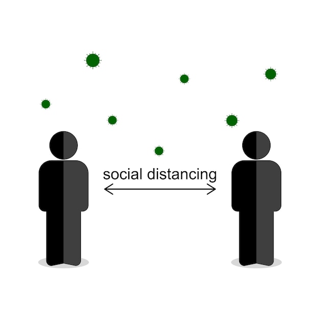 illustration vectorielle de la conception de la silhouette en gardant une distance distanciation sociale contre les virus