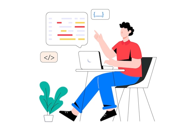 Illustration vectorielle de conception de style plat de codage Web. Stock illustration