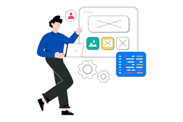 Illustration vectorielle de conception de style plat de test d'interface adaptative. Stock illustration