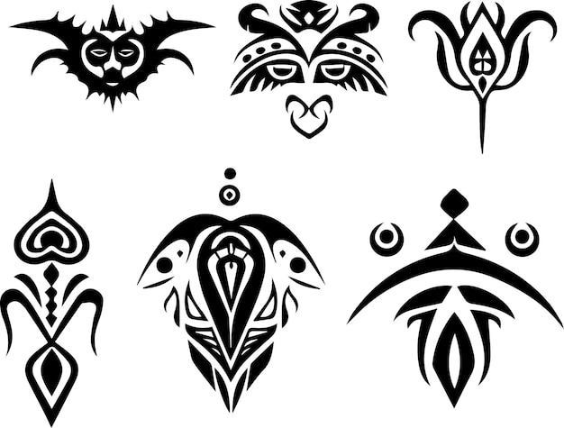 Vecteur illustration vectorielle de conception de tatouage tribal couleur noire conception de tatouage tribal art du tatouage