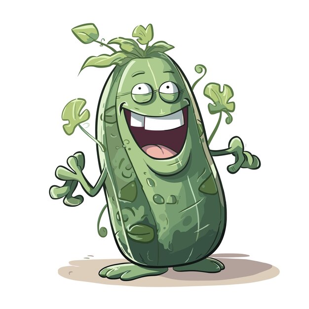 Vecteur une illustration vectorielle de concombre de dessin animé drôle