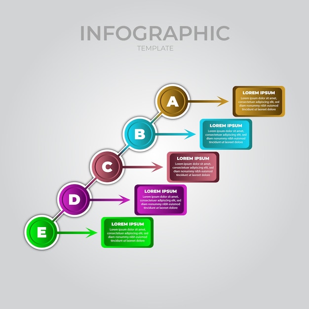 Vecteur illustration vectorielle de connexion moderne infographie modèle cinq étapes