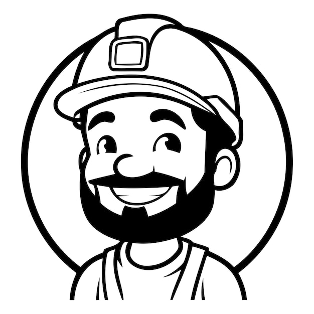 Illustration Vectorielle D'un Constructeur Souriant Dans Un Casque Et Une Combinaison