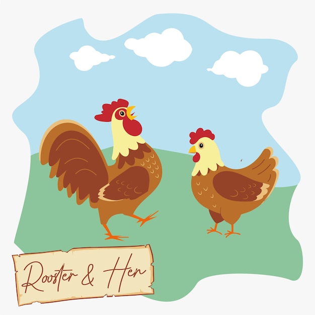 Illustration Vectorielle Coq Et Poule