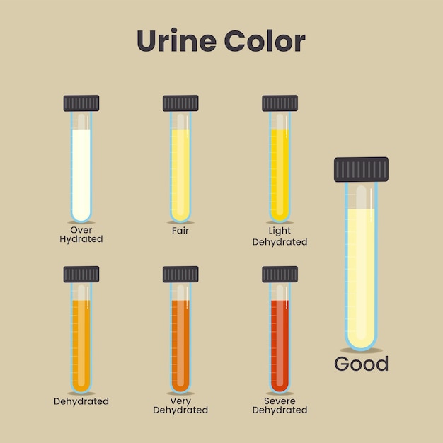 Vecteur illustration vectorielle de la couleur de l'urine dans des éprouvettes