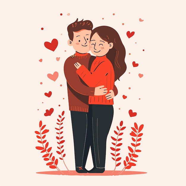 illustration vectorielle avec un couple d'amour joyeux jour de la Saint-Valentin