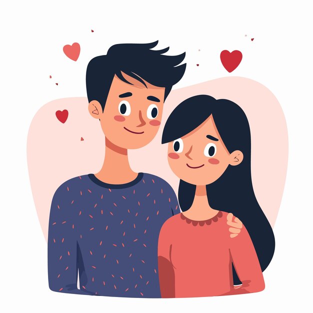 illustration vectorielle avec un couple d'amour joyeux jour de la Saint-Valentin