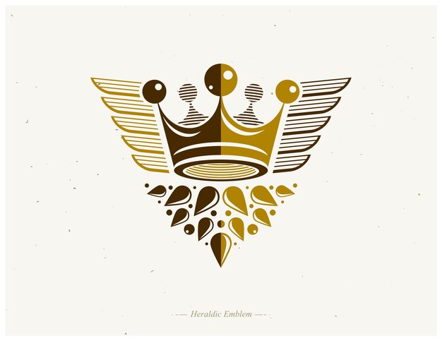 Illustration Vectorielle De Couronne Majestueuse. Logo Décoratif Héraldique. Logo Rétro Isolé Sur Fond Blanc.