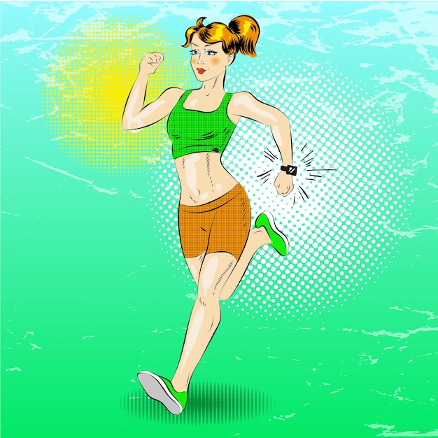 Illustration vectorielle de la course d'une fille sportive