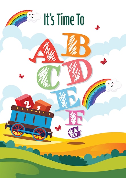 Vecteur illustration vectorielle d'une couverture de livre amusante et éducative pour les enfants alphabet