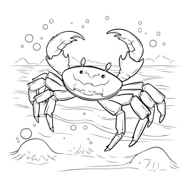 Vecteur illustration vectorielle d'un crabe sur le rivage