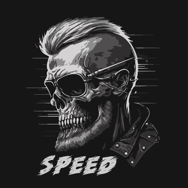 Illustration vectorielle de crâne Rider tshirt