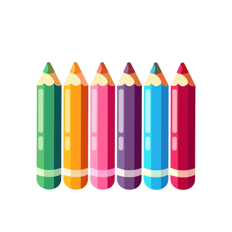 Vecteur illustration vectorielle à crayons colorés sur fond blanc