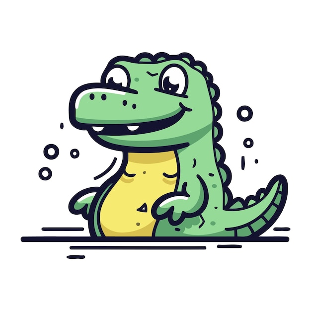 Vecteur illustration vectorielle de crocodile mignon crocodile de dessin animé mignon