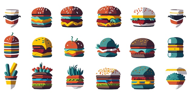 Illustration vectorielle de cuisine de savoureux hamburgers