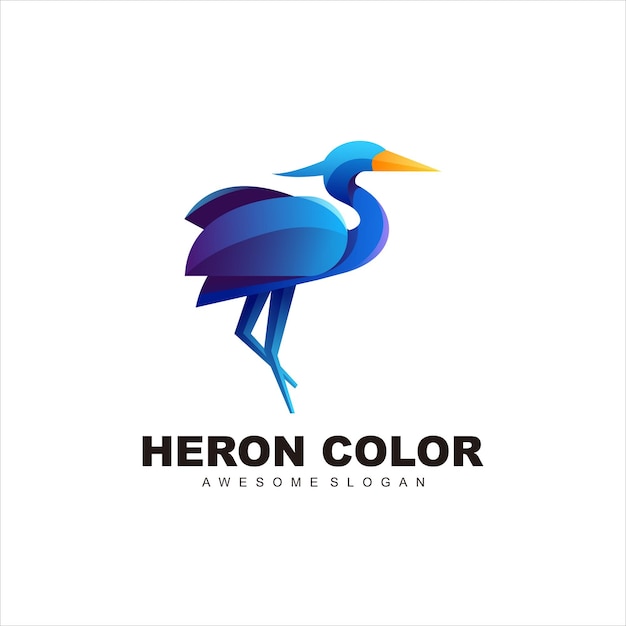 Illustration vectorielle dégradé de couleur héron coloré