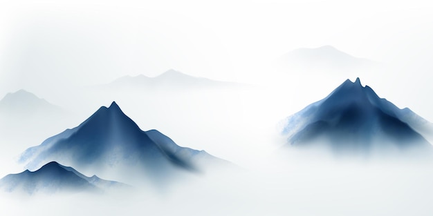 Illustration vectorielle de design moderne d'une magnifique peinture de paysage à l'encre de chine
