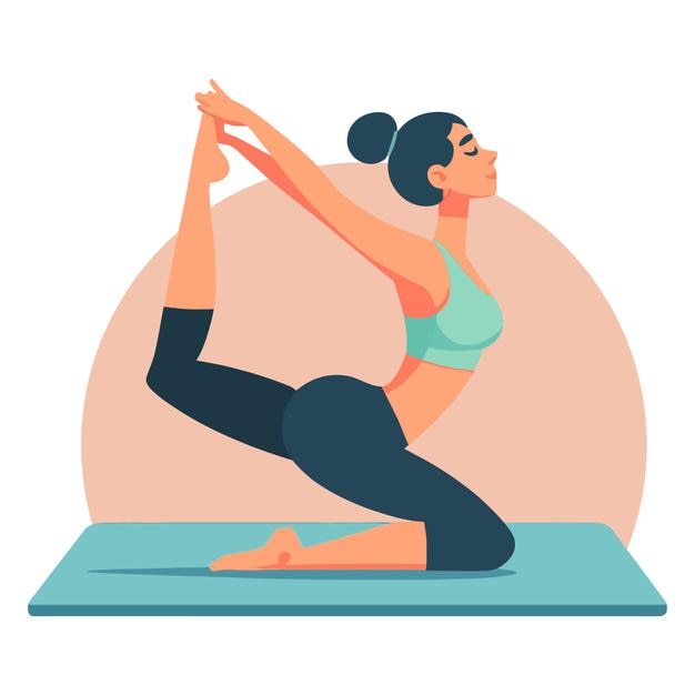 Illustration vectorielle de dessin animé à l'aplatissement de la pose de yoga féminine