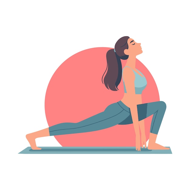 Illustration vectorielle de dessin animé à l'aplatissement de la pose de yoga féminine