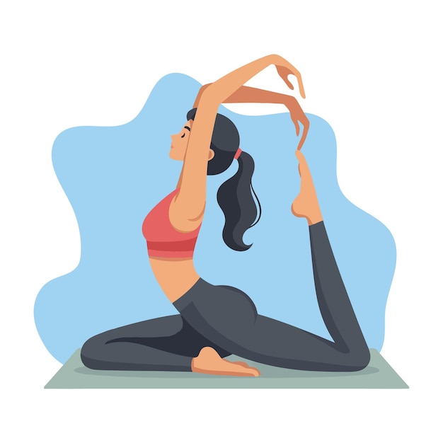 Illustration vectorielle de dessin animé à l'aplatissement de la pose de yoga féminine