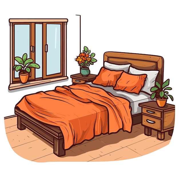 Illustration Vectorielle De Dessin Animé De Chambre D'hôte Dessinée à La Main Clipart Fond Blanc