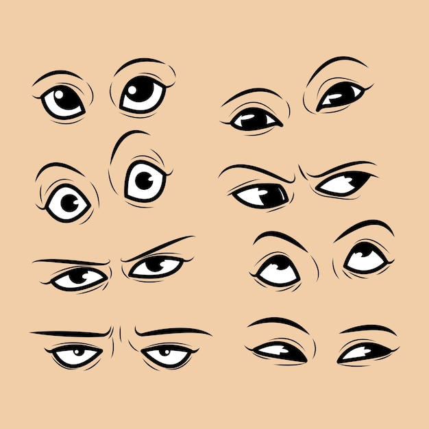 illustration vectorielle de dessin animé d'expression des yeux