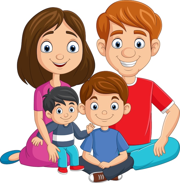 Illustration vectorielle d'un dessin animé une famille heureuse
